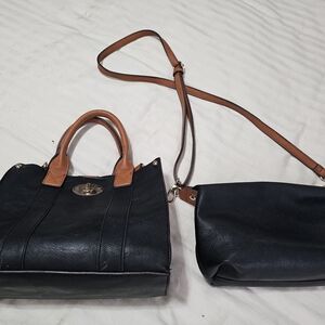 Elegant Black and Tan Handbag Set